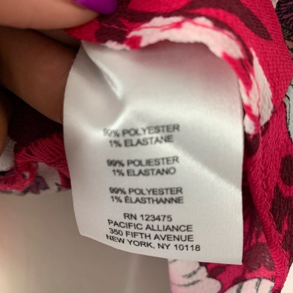 🟢 ELLEN TRACY Women's Size Small V-Neck Floral Short Sleeve Wrap Tunic Blouse - Picture 6 of 8